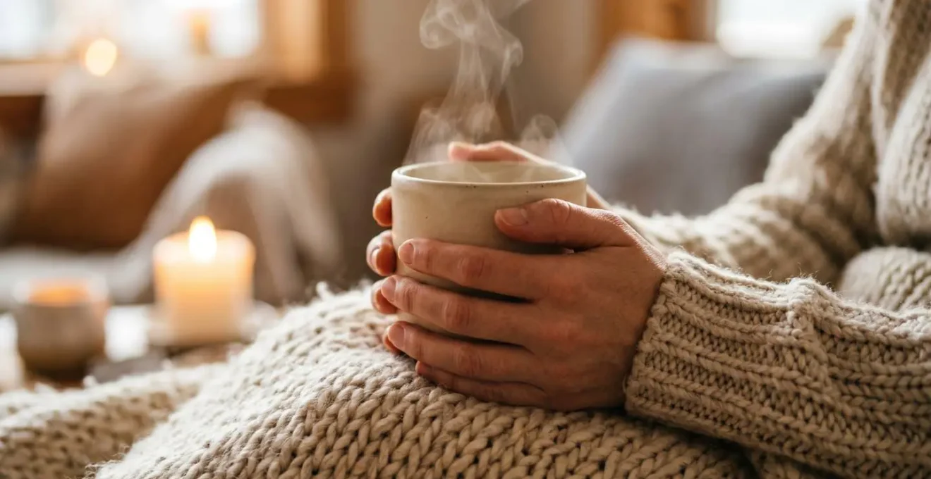 Authentic Danish hygge moment showing effort-free intimacy in warm communal setting