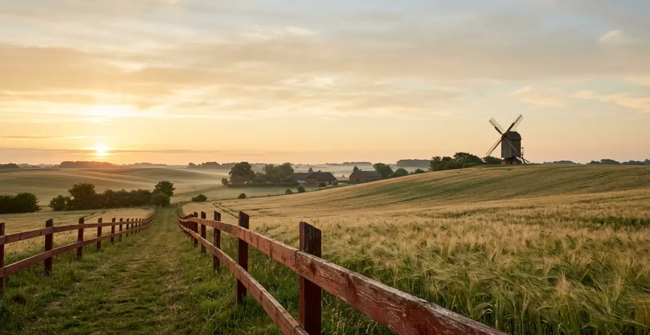 A serene Scandinavian landscape capturing the essence of Danish Nordic heritage