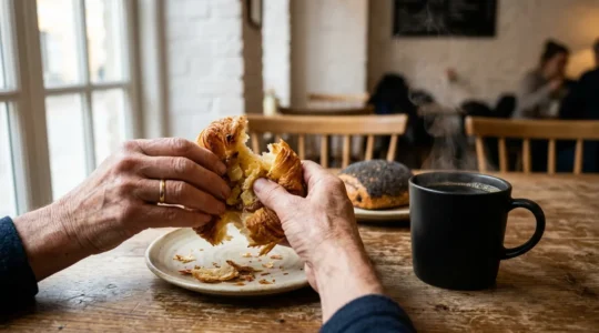 Traditional Danish pastries with steaming coffee in a Copenhagen cafe setting