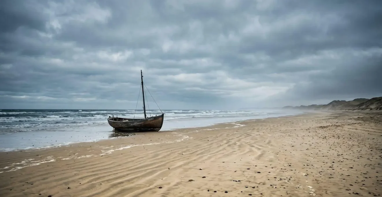 Tranquil early morning view of empty Danish beach with soft light and peaceful atmosphere
