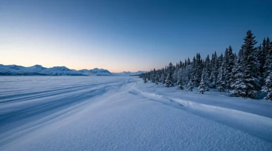 Dramatic comparison of Arctic snowmobile destinations showcasing vast wilderness landscapes