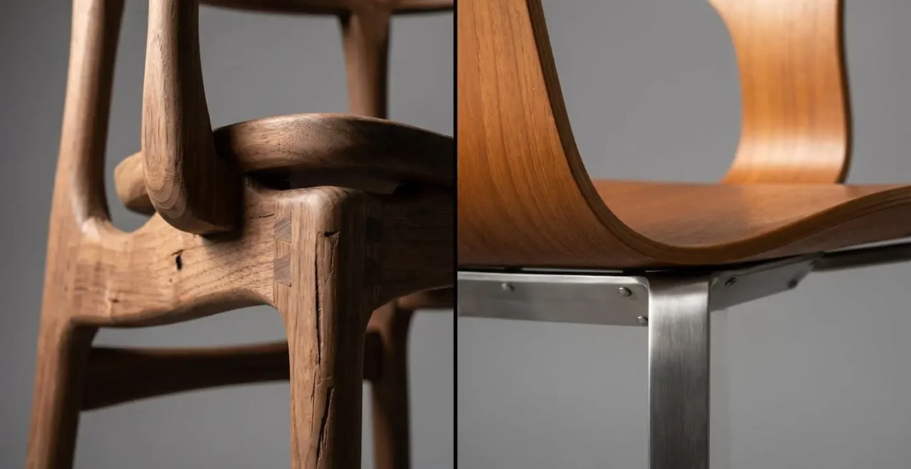 Traditional mortise and tenon joinery detail on Hans Wegner chair showing wood craftsmanship